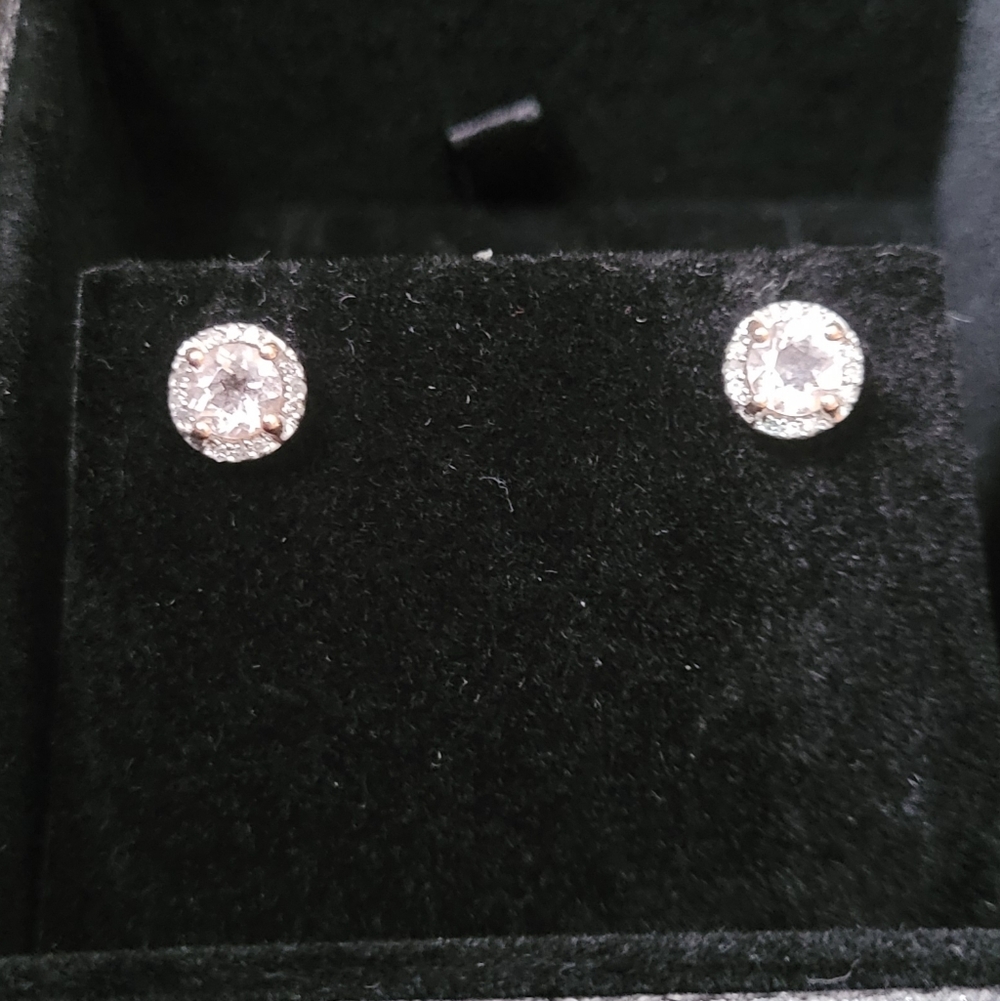 Morganite And Diamond 10k Rose Gold Earrings
